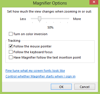 Magnifier Options